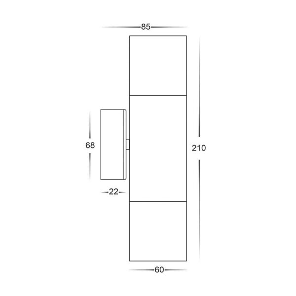 TIVAH TITANIUM LED 10W TRI-COLOUR UP/DOWN WALL PILLAR LIGHT (HV1087GU10) - Image 2