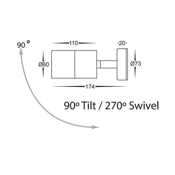 FORTIS LED 5W TRI-COLOUR 304 S/S ADJUSTABLE WALL PILLAR LIGHT (HV1172T) - Image 2