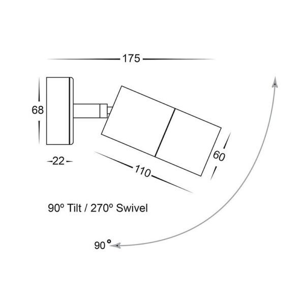 TIVAH 5W TRI-COLOUR LED WHITE ADJUSTABLE WALL LIGHT (HV1237GU10T) - Image 2