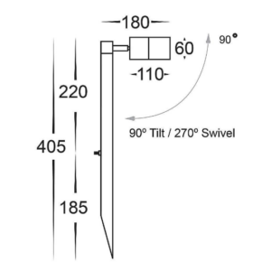 TIVAH 5W TRI-COLOUR 12V LED BLACK 405MM GARDEN SPIKE LIGHT (HV1407T-BLK) - Image 2