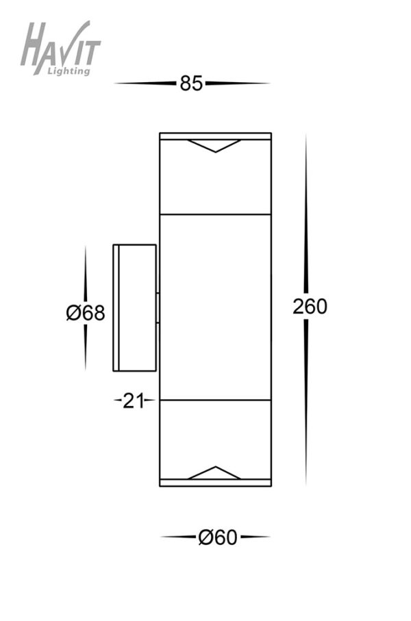HIGHLITE 10W TRI-COLOUR LED TITANIUM UP/DOWN WALL WASHER TRI-COLOUR (HV1089T-TTM-240V) - Image 2