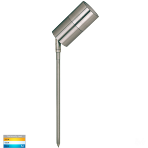 FORTIS 12V 5W TRI-COLOUR LED 304 STAINLESS STEEL 285MM ADJUSTABLE GARDEN SPIKE LIGHT (HV1409T)