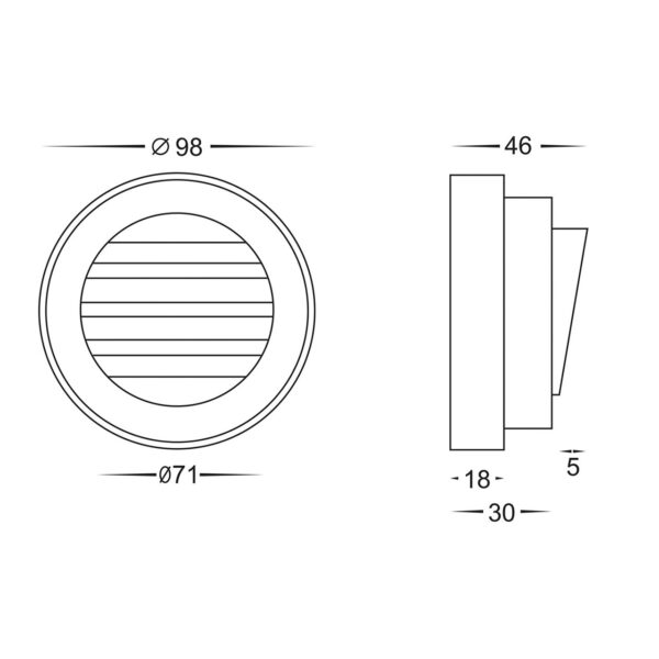 PINTA 2.3W 12V LED LOUVRED STEP LIGHT BLACK -TRI COLOUR (HV2925T-12V) - Image 2