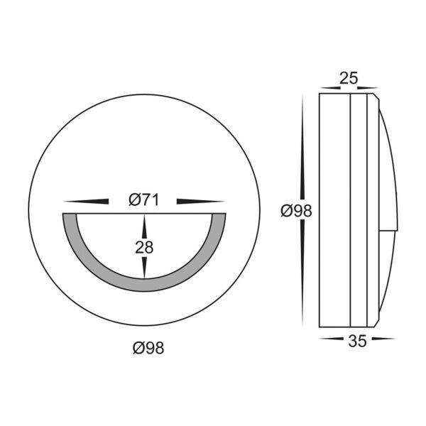 NAVA 5W 12V TRI-COLOUR LED SURFACE MOUNT EYELID STEPLIGHT TITANIUM (HV2961T-TTM-12V) - Image 4