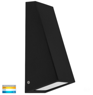 TAPER BLACK 9W TRI-COLOUR LED WEDGE EXTERIOR WALL LIGHT (HV3601T-BLK)