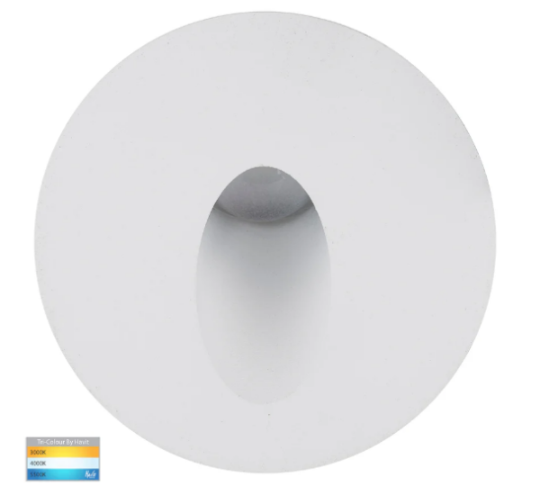 RECES 2.5W 12V TRI-COLOUR LED STEP LIGHT ALUMINIUM MATT WHITE (HV3205T-WHT-12V)