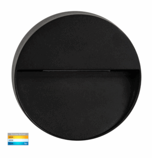 VIRSMA BLACK ROUND 4W 12V LED EXTERIOR STEP LIGHT - BLACK/WHITE (HV3277T)