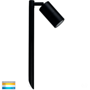TIVAH 5W TRI-COLOUR 12V LED BLACK 405MM GARDEN SPIKE LIGHT (HV1407T-BLK)