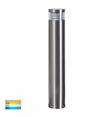 MAXI LOUVRE 5W 12V TRI-COLOUR LED 600MM BOLLARD LIGHT - 316 STAINLESS STEEL/BLACK (HV1616T)