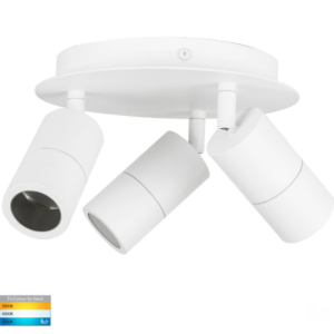 TIVAH 3LT ROUND PLATE, 15W TRI-COLOUR LED - WHITE  (HV4001T-3-WHT-RND)