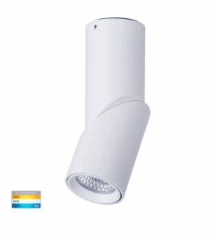 NELLA 7W TRI-COLOUR LED, ROTATABLE SURFACE MOUNT DOWNLIGHT - WHITE/BLACK (HV5822T)