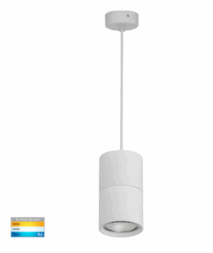 NELLA 7W TRI-COLOUR LED ALUMINIUM PENDANT - WHITE/BLACK (HV5802T-P)