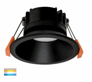 GLEAM 9W LED TRI-COLOUR FIXED ROUND DOWN LIGHT - WHITE/BLACK (HV5528T)