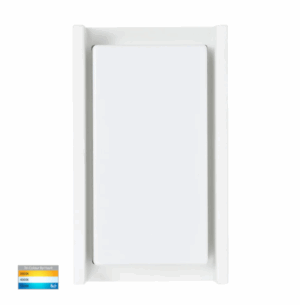 NEPEAN 12W TRI-COLOUR LED EXTERIOR WALL LIGHT- WHITE/BLACK (HV3668T)