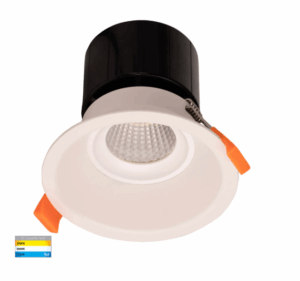 PRIME FIXED DEEP 12W TRI-COLOUR LED DOWN LIGHT - WHITE/BLACK (HV5514T)