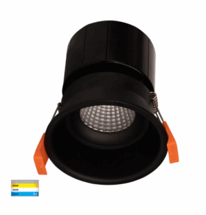PRIME FIXED DEEP 12W (76MM CUT-OUT) TRI-COLOUR LED DOWN LIGHT - WHITE/BLACK (HV5513T)