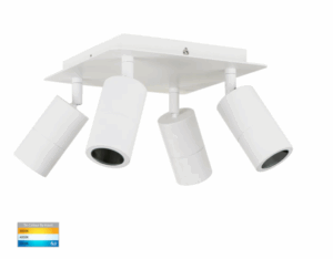 TIVAH 4LT SQUARE SPOT LIGHT 20W TRI-COLOUR LED - WHITE/BLACK/TITANIUM (HV4001T-4-SQ)