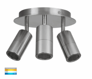 TIVAH 3LT ROUND PLATE 15W TRI-COLOUR LED - WHITE/BLACK/TITANIUM (HV4001T-3-RND)