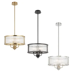 TELBIX NOREL RIPPLED GLASS 4 LIGHT CTC/PENDANT E14